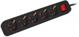 Сетевой фильтр LANBERG PS1-05F-0300-BK (5 SOCKETS 3M, SCHUKO, SWITCH, BLACK)