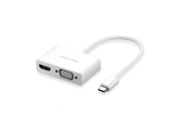Adapter Ugreen 30843 (USB Type-C (M) -> HDMI(F), VGA(F), White)