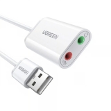 Ձայնային քարտ Ugreen 30143 (2x3.5mm, USB 2.0, 15cm, White)