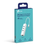 Коммуникатор USB-HUB TP-Link UE330C (USB Type-C to 3xUSB 3.0, 1xGigabit LAN, White)