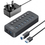 Коммуникатор USB-HUB Orico CT2U3-7AB-EU-BK-BP (ABS Plastic, USB 3.0 Type-A to 7xUSB 3.0 Type-A Ports w/individual switches)