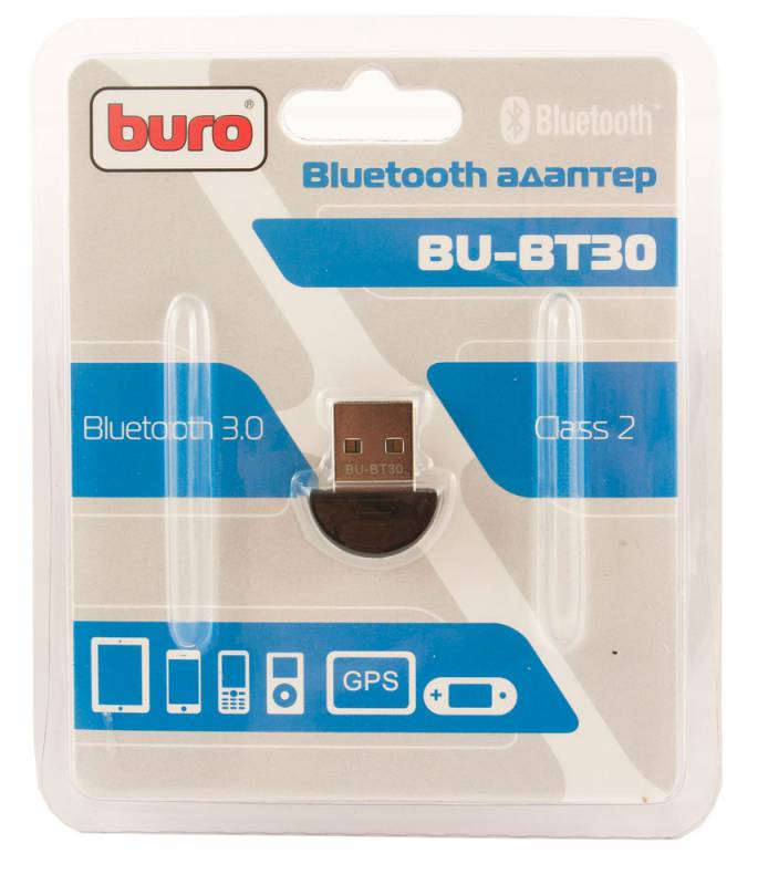 Адаптер USB Buro BU-BT30 Bluetooth 3.0+EDR class 2 10м черный| BU-BT30