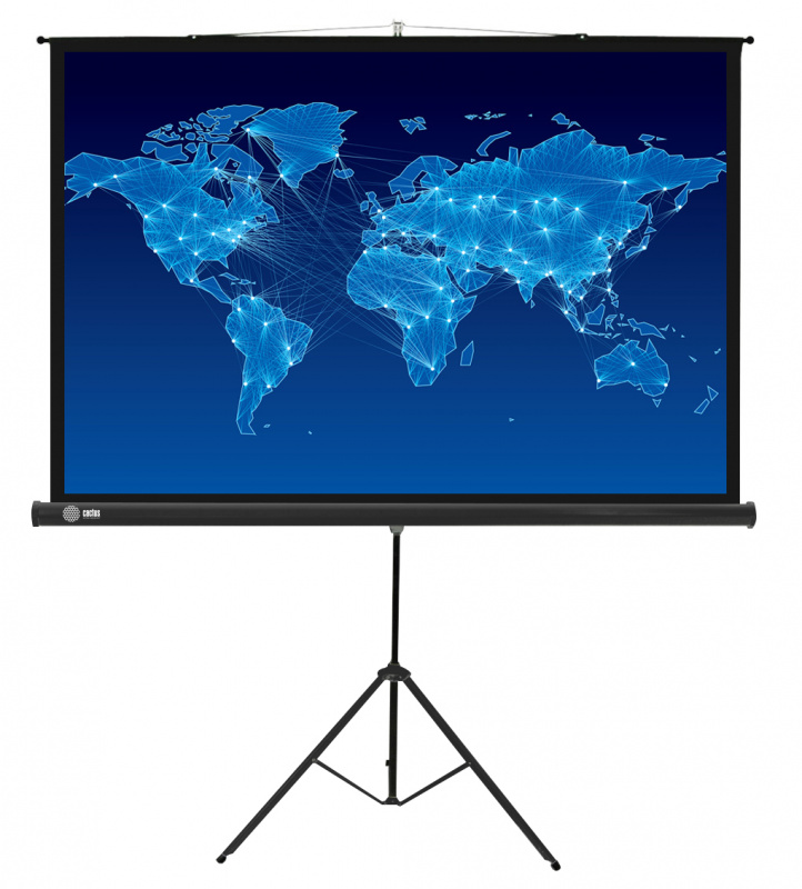 Экран Cactus 150x150см Triscreen CS-PST-150x150 1:1 напольный рулонный черный| CS-PST-150X150