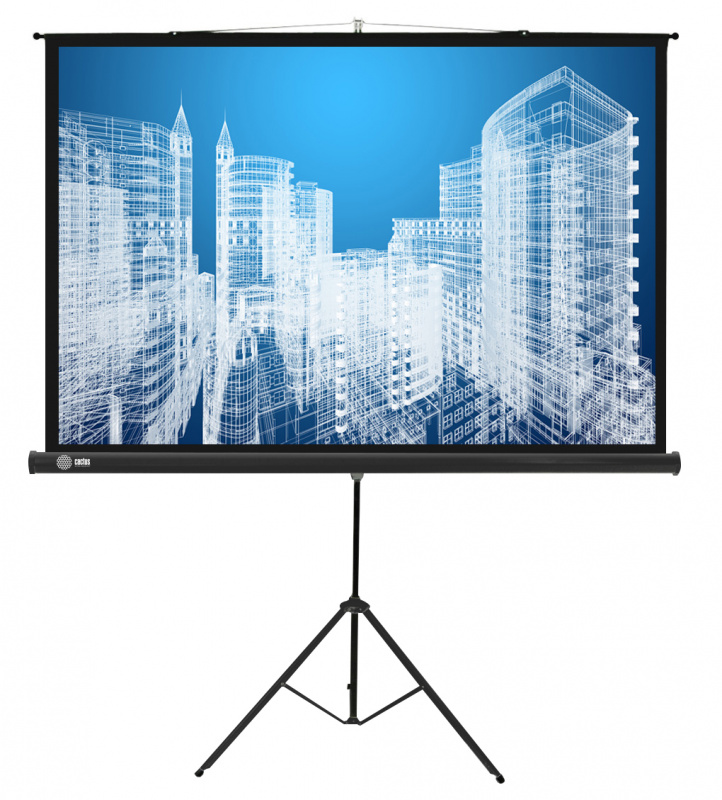 Экран Cactus 104.4x186см Triscreen CS-PST-104x186 16:9 напольный рулонный черный| CS-PST-104X186
