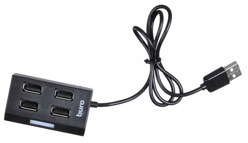Разветвитель USB 2.0 Buro BU-HUB4-U2.0 4порт. черный| BU-HUB4-U2.0