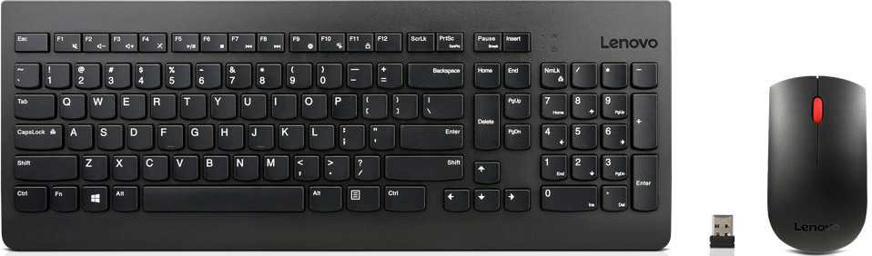 Клавиатура + мышь Lenovo Essential клав:черный мышь:черный USB беспроводная slim| 4X30M39487