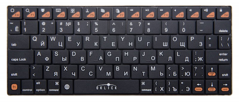 Клавиатура Oklick 840S черный беспроводная BT slim| 840S