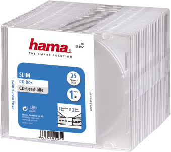 Коробка Hama на 1CD/DVD H-51165 Slim Box прозрачный| 00051165