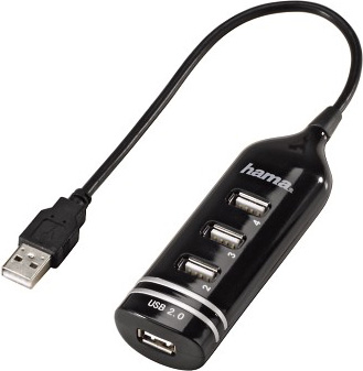 Разветвитель USB 2.0 Hama 00039776 4порт. черный| 00039776