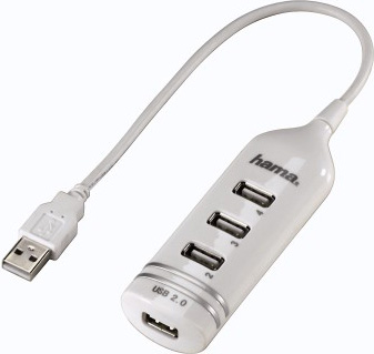Разветвитель USB 2.0 Hama Round1:4 4порт. белый| 00039788