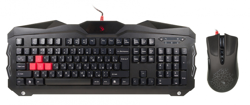 Клавиатура + мышь A4 Bloody Q2100/B2100 клав:черный мышь:черный USB Multimedia Gamer LED| Q2100/B2100